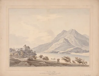 Montanha de Rigi e o antigo castelo de Habsbourg no lago de Lucerna finlandesa