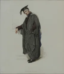 Oikeustieteen kandidaatti, kaivertanut J. Agar, julkaistu R. Ackermannin teoksessa "History of Oxford", 1813 (käsinvärinen kaiverrus)