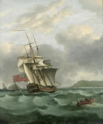 HMS Winterton lähestyy Doveria, Thomas Whitcombe
