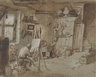 Taidemaalari työhuoneessaan, 1663-77.