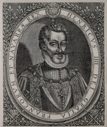 Muotokuva HENRI IV:stä Ranskasta ja Navarrasta (1553-1610) Tomas de Leun kaiverrus (1500-luku)
