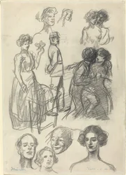 Luonnokset elokuvalle "Lovers on a Bench"