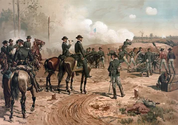 Yhdysvaltain sisällissota: kenraali Sherman Atlantan piirityksen aikana vuonna 1864 (litografia)
