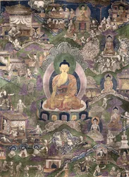 Buddhan thangka (guassi kankaalle)