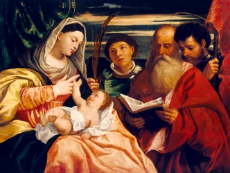 Madonna ja lapsi pyhien Stephenin, Jerome ja Maurice kanssa (öljy kankaalle)
