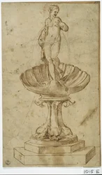 Study for Fountain (tussi ja muste paperille)