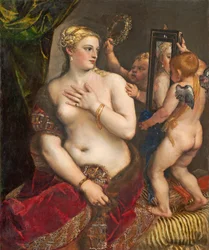 Venus peilin kanssa, c. 1555 (öljy kankaalle)