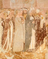 Lähtö Roomasta, yksityiskohta Stories of St Ursulasta, kirjoittanut Tommaso da Modena (1326-1379), fresko, yksityiskohta, Santa Caterinan kirkko, Treviso