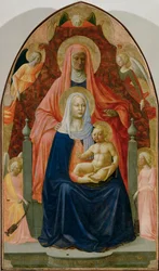 ja Masolino: Anne, Neitsyt Maria ja Jeesus-lapsi, viisi enkeliä (tempera puulle).