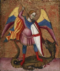 ""Arkkienkeli Pyhä Mikael"" Santa Verdianan mestarin maalaus (toimii vuosina 1380-1420) noin 1390 Waltersin taidemuseo, Baltimore Yhdysvallat