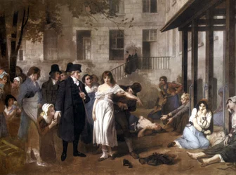 Tohtori Philippe Pinel (1745-1826) vapauttaa mielisairaat kahleista