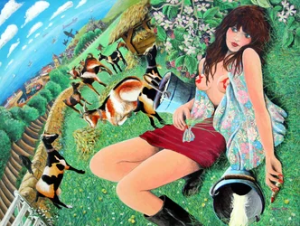 Mae Rose-Cottage haaveilee eroottisista fantasioistaan, 2005 (akryyli paneelissa)