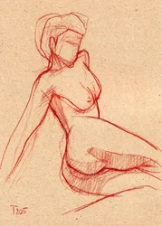 Istuva alaston