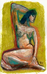 Istuva alaston