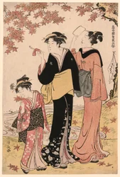 Kauneutta vaahteran alla, sarjasta "Kokoelma Pleasure Quartersin nykyaikaisia kaunokaisia (Tosei yuri bijin awase)"