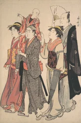 Ichikawa Danjuro V ja hänen perheensä, 1782.