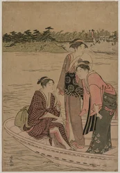 Matkustajat lautalla Sumida-joella, 1784.