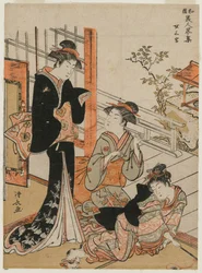 Kolme naista sarjasta A Brief Collection of Japanese Beauties, 1781.