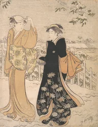 Kaksi naista Matsuchi Hill Edossa, n. 1784.