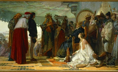 Marco Polo ennen tataarien suurkaania ... (maalaus kankaalle)