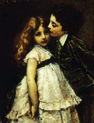 Tranquillo Cremonan kaksi serkkua (1837-1878), öljy kankaalle, 86x65 cm