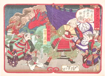 Tokugawa Ieyasu tutkii Kimura Shigenarin päätä Osakan linnan taistelussa