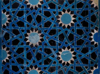 Fajansipaneeli, joka on koristeltu geometrisillä kuvioilla Konyasta, Turkista, Seljuk Civilizationista