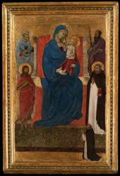 Neitsyt Maria ja lapsi sekä pyhimykset Pietari, Paavali, Johannes Kastaja ja Dominikaaninen sekä dominikaanirukoilija.