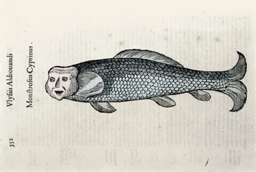 Kalaesitys Nicolas Plate havainnollistettu Ulisse Aldrovandin (1522-1605) luonnonhistorian käsikirjoituksella, Ulisse Aldrovandi fonds, Bolognan yliopistokirjasto, toim. 1603.