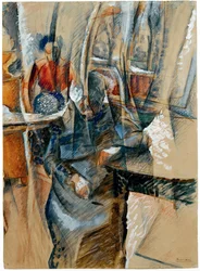 Sisustus kahdella naishahmolla, 1916.