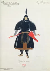Pukusuunnitelma Giacomo Puccinin Turandotin mustille vartijoille