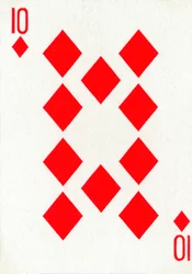 10 timanttia Goodall & Son Ltd.:n pelikorttipakasta, vuodelta 1940