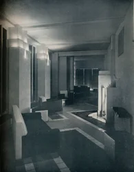 1930-luvun sisätila aikakauden valaistuksella, 1930