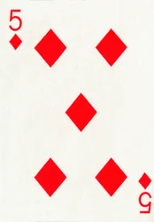 5 timanttia Goodall & Son Ltd.:n pelikorttipakasta, vuodelta 1940