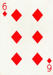 6 timanttia Goodall & Son Ltd.:n pelikorttipakasta, vuodelta 1940