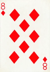 8 timanttia Goodall & Son Ltd.:n pelikorttipakasta, vuodelta 1940