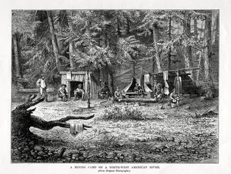 Kaivosleiri Luoteis-Amerikan joella, 1877