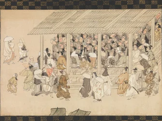 Nenbutsu-kokous Ichiyassa, Kiotossa, kuvitetusta munkin elämäkerrasta..., 1300-luvun loppu