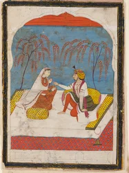 Raja, joka tarjoaa rannekorun naiselle, 1800-luku