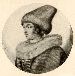 Ruotsalainen nainen teräväkärkisessä turkislakissa ja röyhelössä, 1640, 1937.