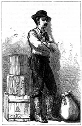 Wells Fargon lähettiläs heidän pikatoimituspalvelustaan Panaman kannaksen kautta, 1875