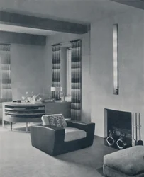 Olohuone New Yorkin asunnossa, jonka on suunnitellut Frankl Galleries, Inc., 1935