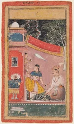 Sivu Ragamala-sarjasta: Hindol Ragan Ramakali Ragini, c. 1610.