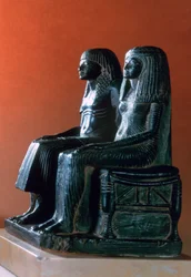 Seigneurial pariskunta juhlavaatteissa, Uusi kuningaskunta, egyptiläinen, 19. dynastia
