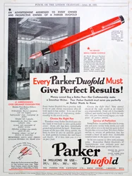 Mainos Parker-kynistä, 1931