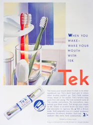 Johnsonin ja Johnsonin Tek-hammasharjojen mainos, 1931