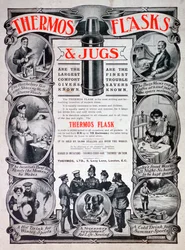 Mainos termospulloista ja -kannuista, 1910