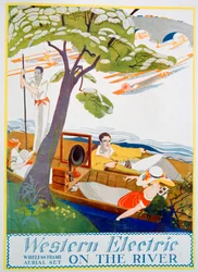 Mainos Western Electric Companyn langattomista kehysantenneista, 1923