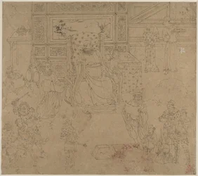 Albumi taolaisista ja buddhalaisista teemoista: Kings of Hells: Leaf 34, 1200s.