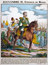 Aleksanteri II, Venäjän tsaari, arvioi joukkoja, c1855